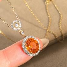 14k Gold 3.31 Ctw Natural Spessartine & Diamond Necklace