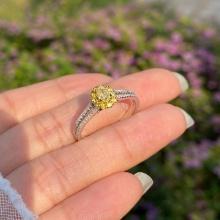 14k Gold 0.5 Ctw Natural Yellow Diamond & Diamond Ring