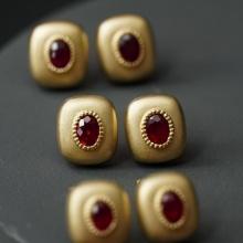 14k Gold 0.6 Ct Natural Ruby Earrings