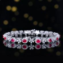 14k Gold 5.72 Ctw Natural Ruby & Sapphire Bracelet