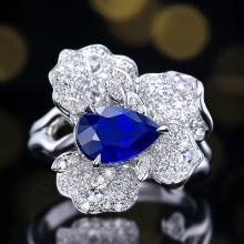 14k Gold 2.69 Ctw Natural Sapphire & Diamond Ring