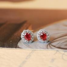 14k Gold 1.04 Ctw Natural Ruby & Diamond Earrings