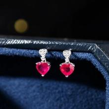 14k Gold 0.85 Ct Natural Ruby & Diamond Earrings
