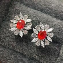 14k Gold 1.12 Ct Natural Ruby & Diamond Earrings