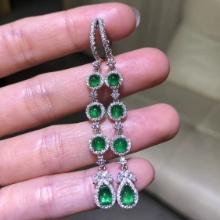 14k Gold 3.97 Ctw Vivid Green Natural Emerald & Diamond Earrings