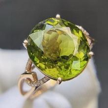 14k Gold 7.78 Ct Natural Tourmaline & Diamond Ring