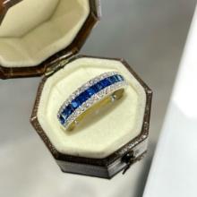 14k Gold 1 Ct Natural Sapphire & Diamond Ring