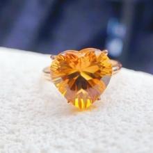 14k Gold 5.24 Ctw Natural Citrine & Diamond Ring