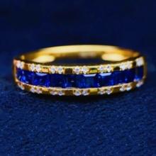 14k Gold 1 Ct Natural Sapphire & Diamond Ring