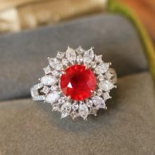 14k Gold 4.04 Ctw Natural Ruby & Diamond Ring