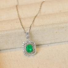 14k Gold 1.25 Ctw Vivid Green Natural Emerald & Diamond Pendant( Without Chain )