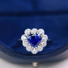 14k Gold 3.04 Ctw Natural Sapphire & Diamond Ring/pendant( Without Chain )