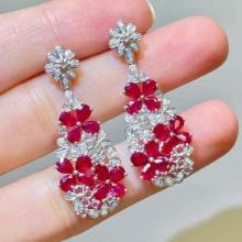 14k Gold 4.5 Ct Natural Ruby & Diamond Earrings