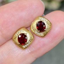 14k Gold 1 Ct Natural Ruby & Diamond Earrings