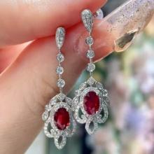 14k Gold 1.2 Ct Natural Ruby & Diamond Earrings