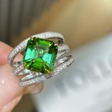 14k Gold 4 Ct Natural Tourmaline & Diamond Ring