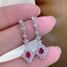 14k Gold 0.65 Ct Natural Ruby & Diamond Earrings