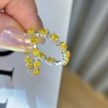 14k Gold 2 Ct Natural Yellow Diamond & Diamond Earrings