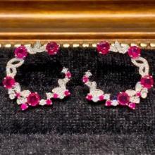 14k Gold 2 Ct Natural Ruby & Diamond Earrings