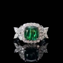 14k Gold 3.58 Ct Natural Tourmaline & Diamond Ring
