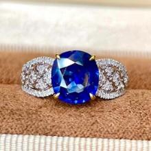 14k Gold 2.1 Ct Natural Sapphire & Diamond Ring