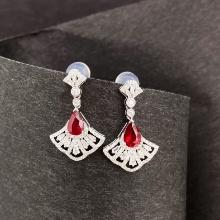 14k Gold 1.04 Ctw Vivid Red Natural Ruby & Diamond Earrings