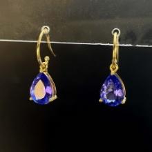 14k Gold 2 Ct Natural Tanzanite Earrings