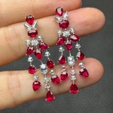 14k Gold 6.62 Ctw Natural Ruby & Diamond Earrings