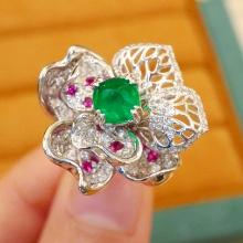 14k Gold 1.97 Ctw Vivid Green Natural Emerald & Diamond Ring/pendant( Without Chain )
