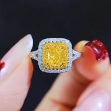 14k Gold 1.40 Ctw Natural Yellow Diamond & Diamond Ring
