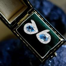 14k Gold 1.04 Ctw Natural Aquamarine & Diamond Earrings