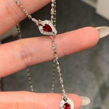 14k Gold 0.84 Ct Natural Ruby & Diamond Necklace
