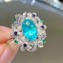 14k Gold 1.65 Ct Natural Paraiba Tourmaline & Diamond Ring