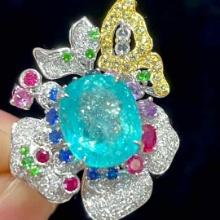 14k Gold 2.33 Ct Natural Paraiba Tourmaline & Diamond Ring