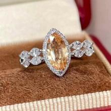 14k Gold 1.65 Ctw Natural Padparadscha Sapphire & Diamond Ring