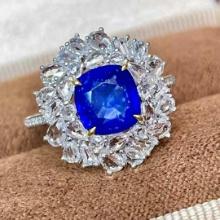 14k Gold 2.1 Ct Natural Sapphire & Sapphire & Diamond Ring