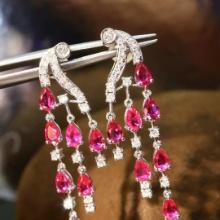 14k Gold 3.23 Ct Natural Ruby & Diamond Earrings