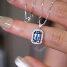 14k Gold 1.17 Ctw Natural Aquamarine & Diamond Necklace