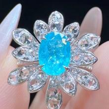 14k Gold 1.47 Ct Natural Paraiba Tourmaline & Diamond Ring