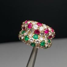 14k Gold 2.12 Ctw Natural Emerald & Ruby Ring