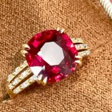 14k Gold 3.66 Ct Natural Tourmaline & Diamond Ring