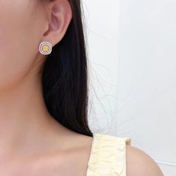 14k Gold 1.55 Ctw Natural Yellow Diamond & Diamond Earrings