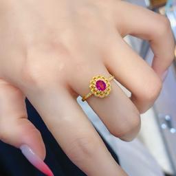 14k Gold 0.55 Ct Natural Ruby & Diamond Ring