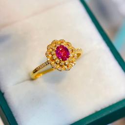 14k Gold 0.55 Ct Natural Ruby & Diamond Ring