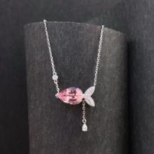 14k Gold 1.87 Ctw Natural Morganite & Diamond Necklace
