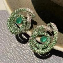 14k Gold 2.06 Ctw Natural Emerald & Diamond Earrings