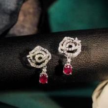 14k Gold 0.5 Ct Natural Ruby & Diamond Earrings