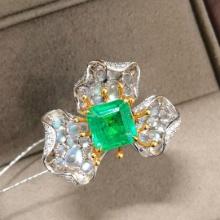 14k Gold 2.73 Ctw Natural Emerald & Diamond Ring