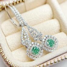 14k Gold 2.62 Ctw Natural Green Diamond & Diamond Earrings