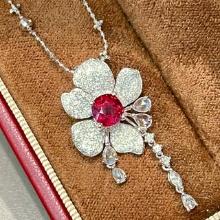 14k Gold 1.73 Ctw Natural Ruby & Diamond Pendant( Without Chain )